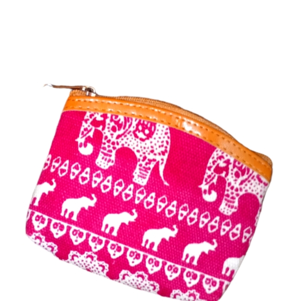 Red boho zipper coin pouch